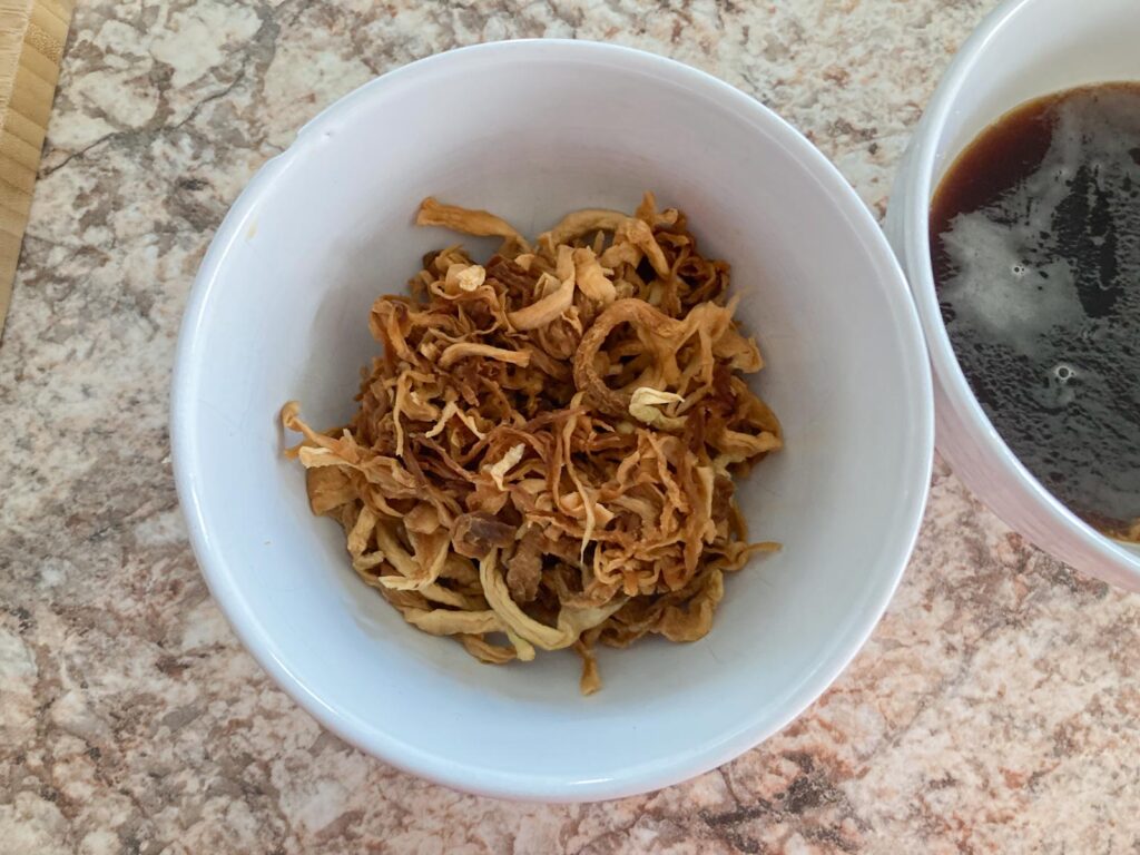 squeezed kiriboshi daikon in a white bowl