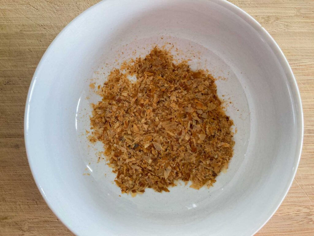 bonito flakes turned into powder in a bowl