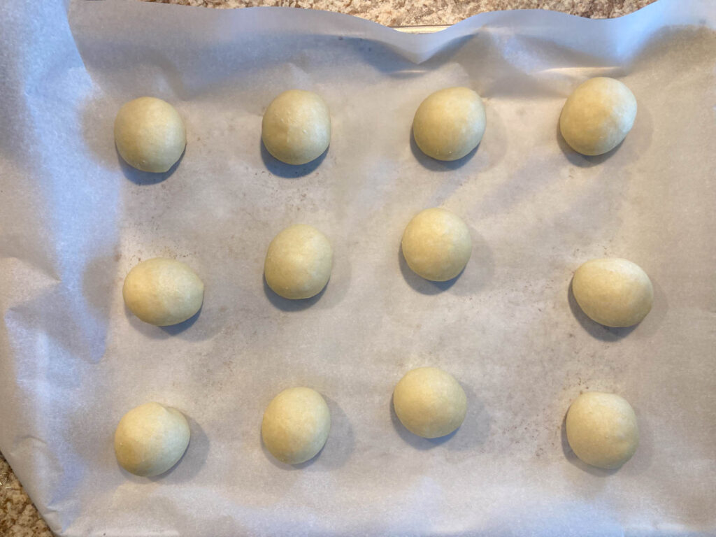 coronet dough divided into 12 balls