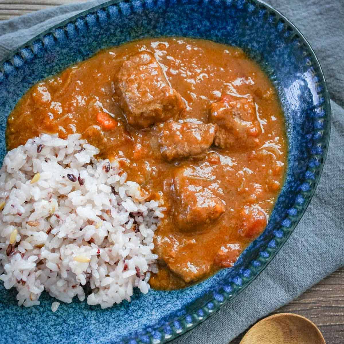 Japanese beef curry with rice.