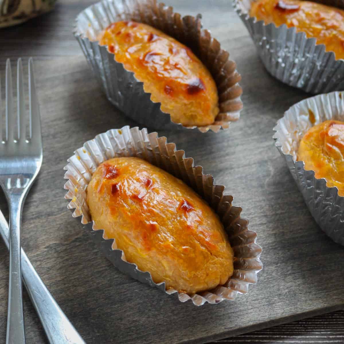 Japanese sweet potato dessert with forks.