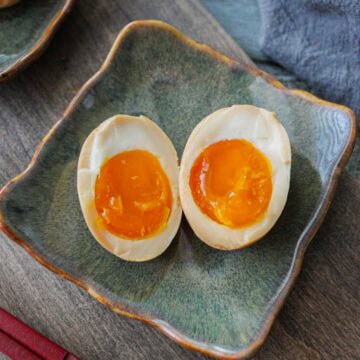 Ajitama on a plate.