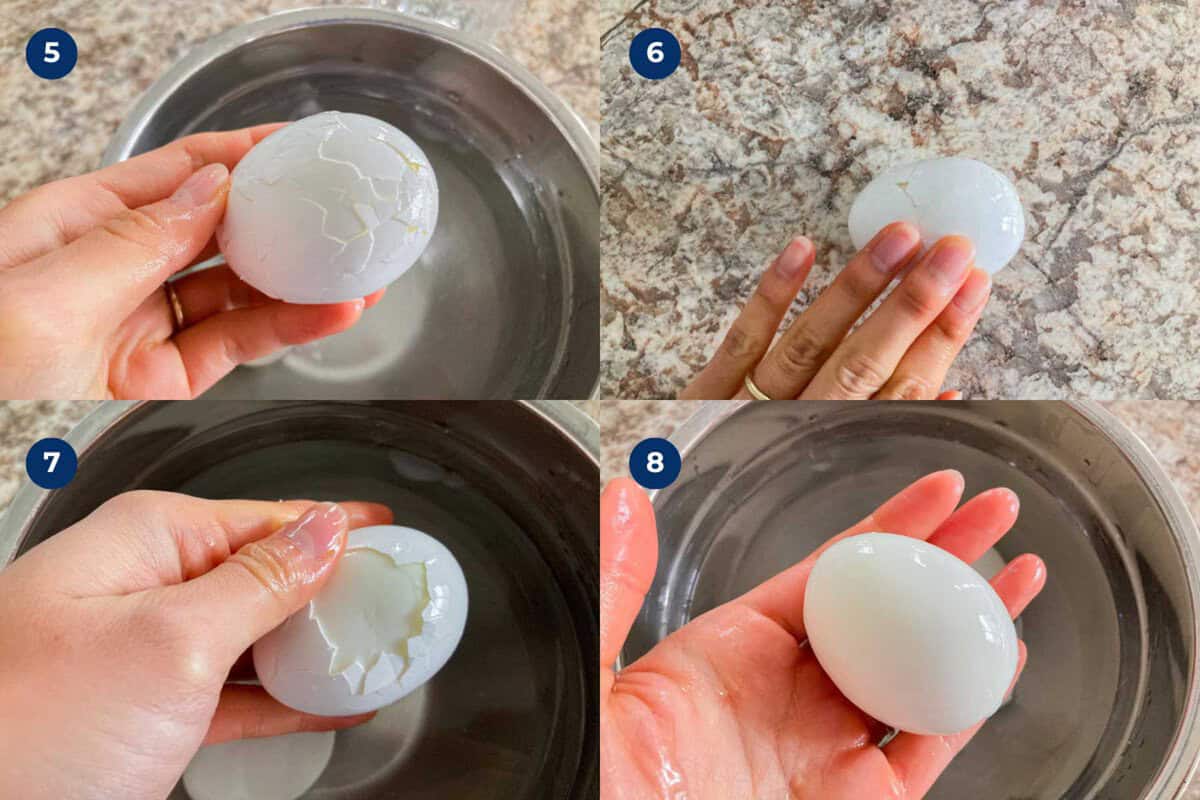 Step-by-step photos to make ajitama.