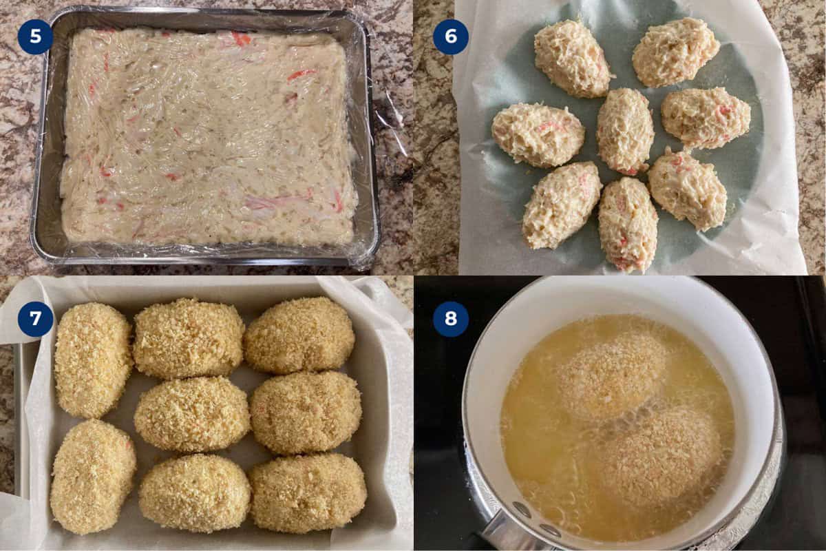 Steps to make creamy crab croquettes.