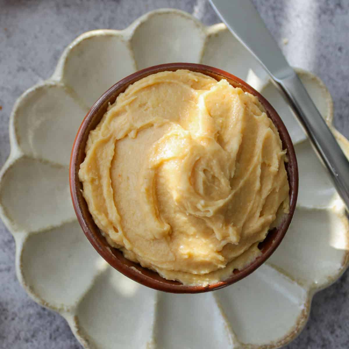 garlic miso butter in a bowl.