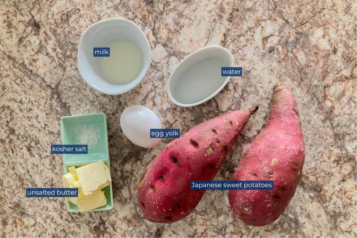 Ingredients for Japanese sweet potato dessert.