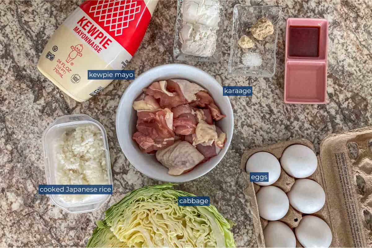 Ingredients for karaage don.