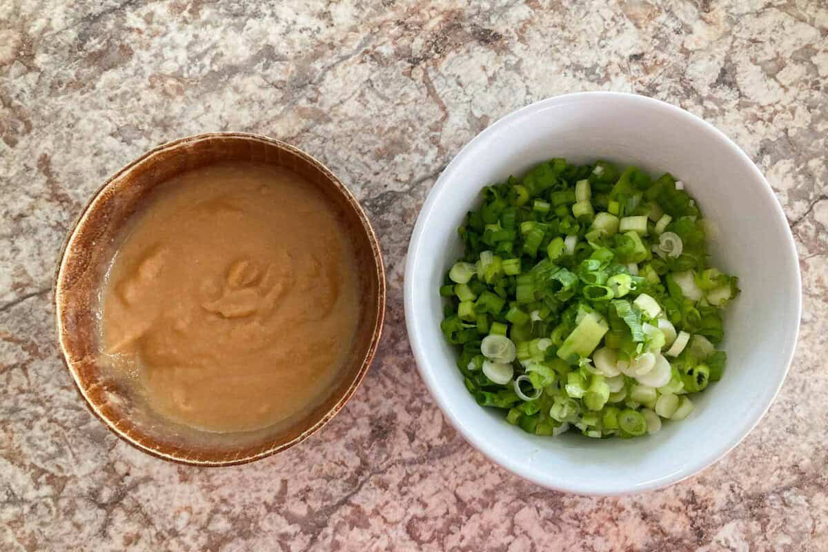 miso butter mixture and minced scallions.