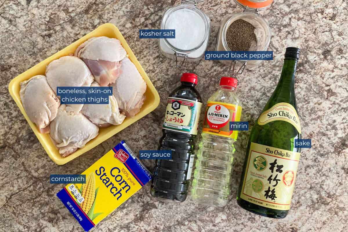 Ingredients for teriyaki chicken.