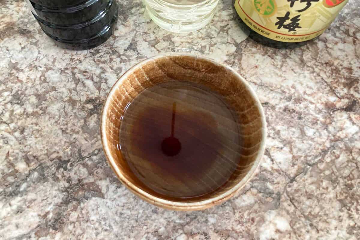 Teriyaki sauce ingredients in a bowl.