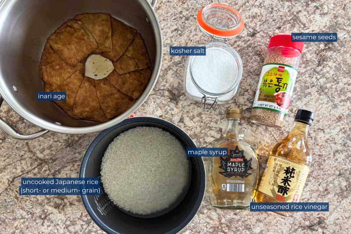 Ingredients for inari sushi (inarizushi).
