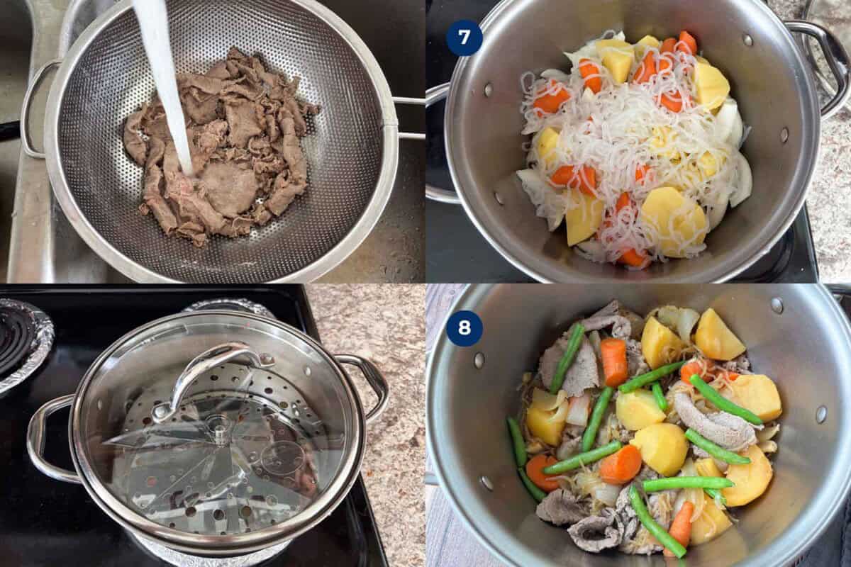 Steps to make nikujaga.