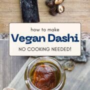 Vegan dashi made with kombu and dried shiitake mushrooms.