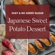 Japanese sweet potato dessert in an aluminum cup.
