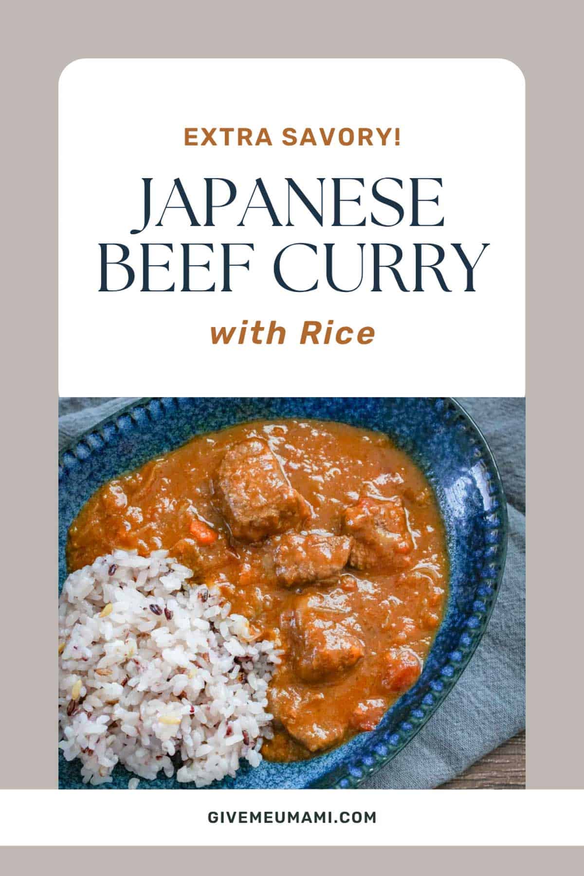 Japanese beef curry on a blue plate.