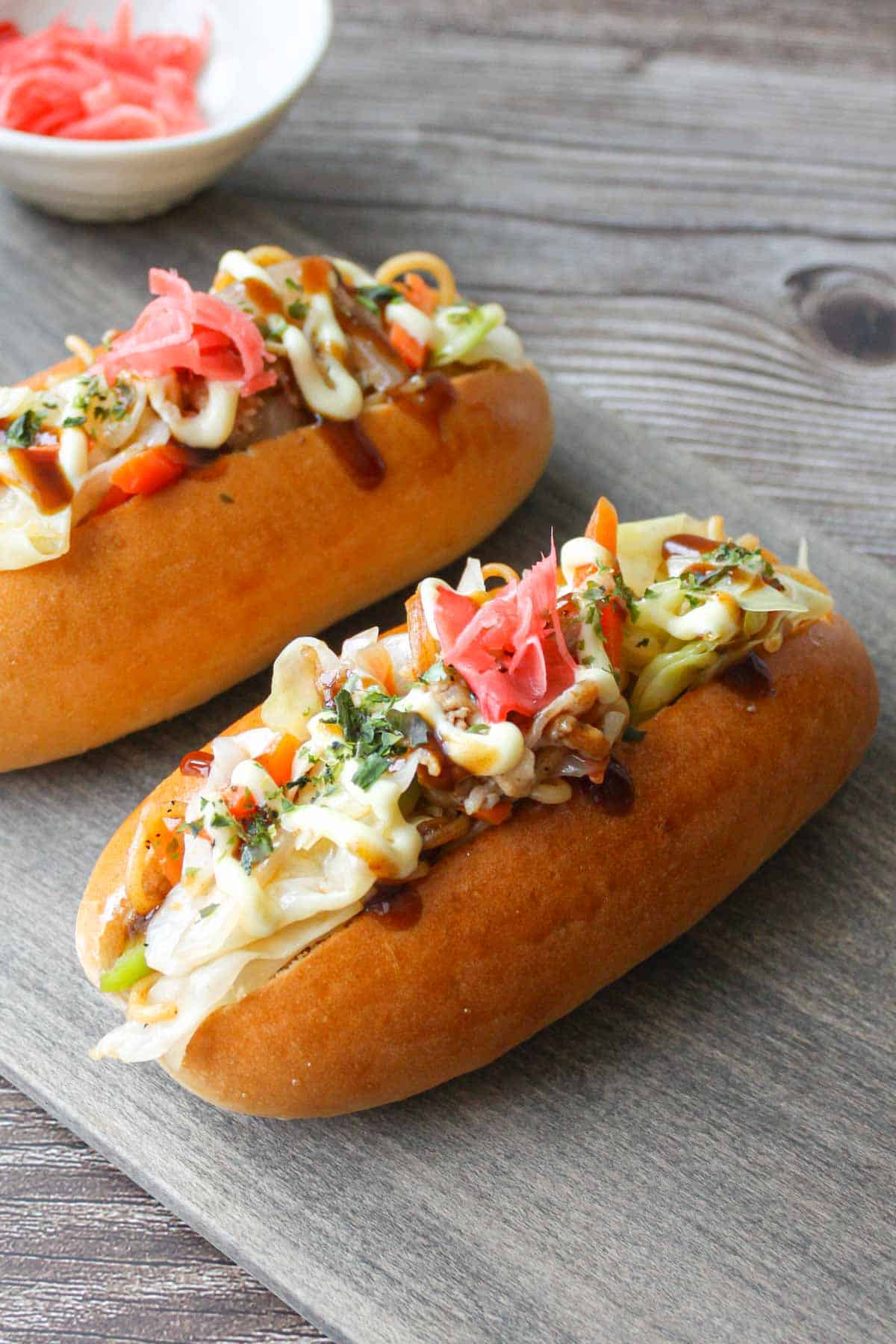 Yakisoba pan (Japanese stir fry noodles in buns).