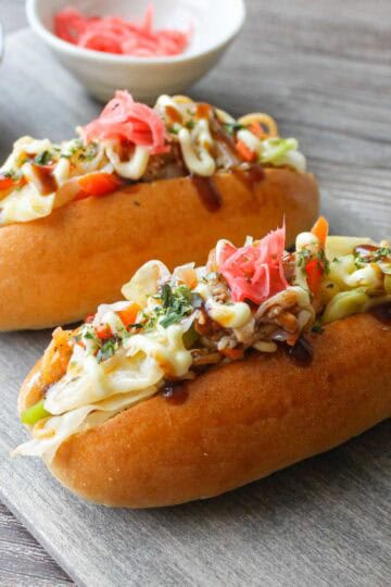 Yakisoba pan (Japanese stir fry noodles in buns).