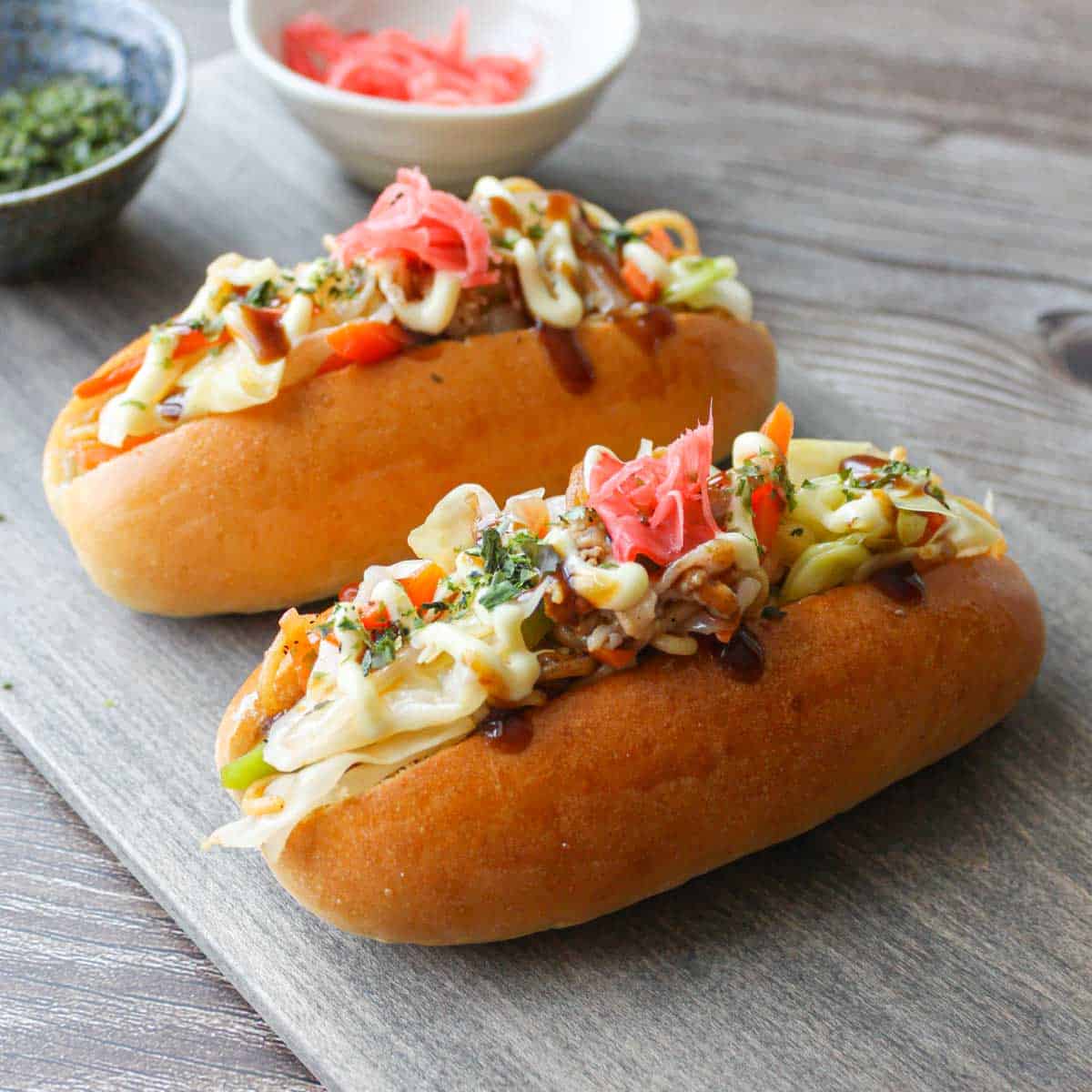 Yakisoba pan (Japanese stir fry noodles in buns).