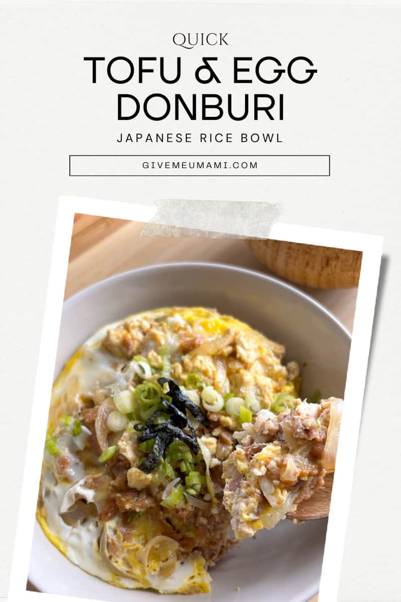 Quick Japanese tofu and egg donburi rice bowl.