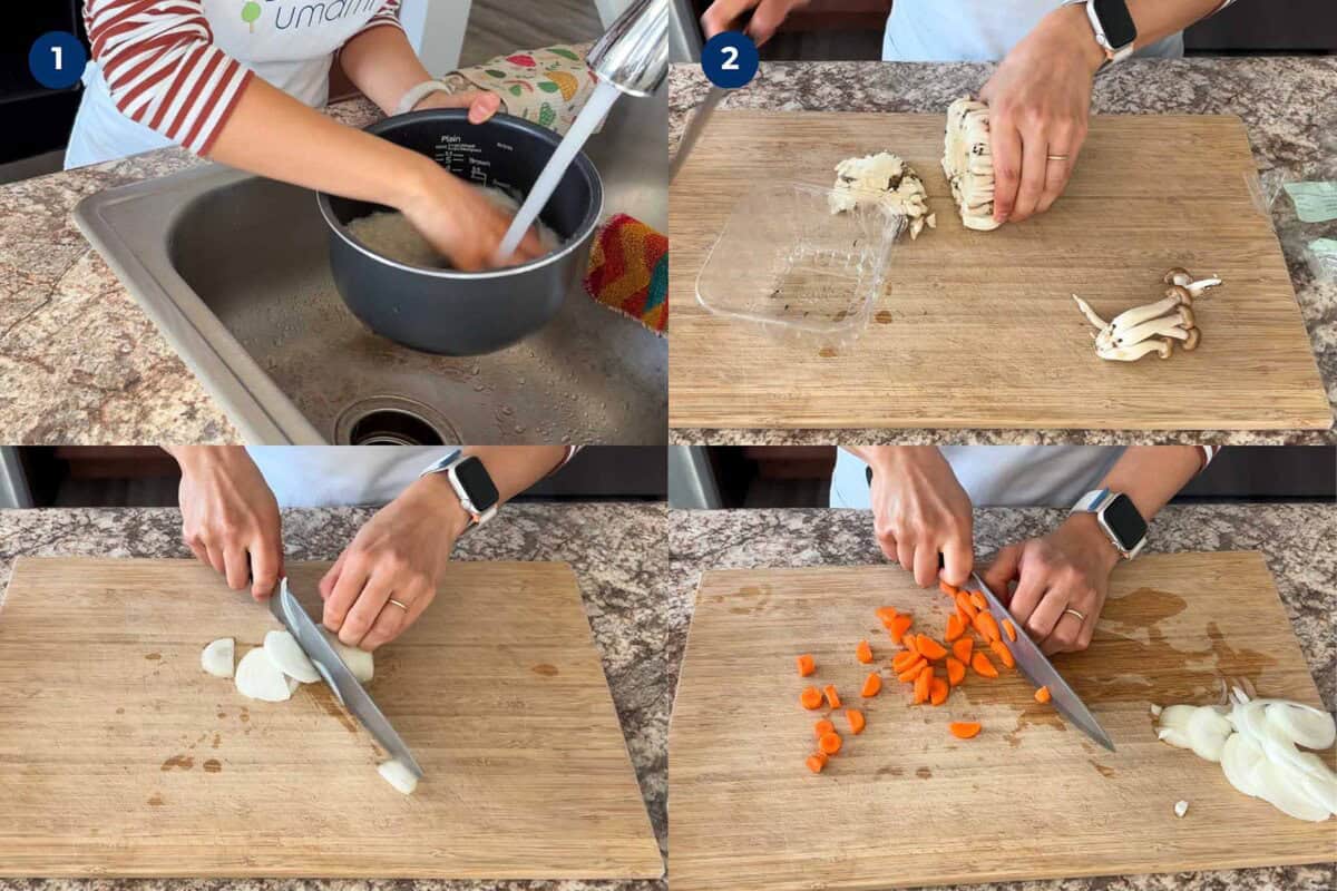 Steps to make rice cooker meal teriyaki chicken version.