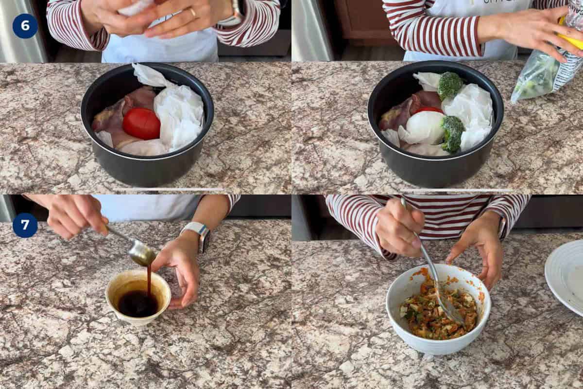 Steps to make rice cooker meal teriyaki chicken version.