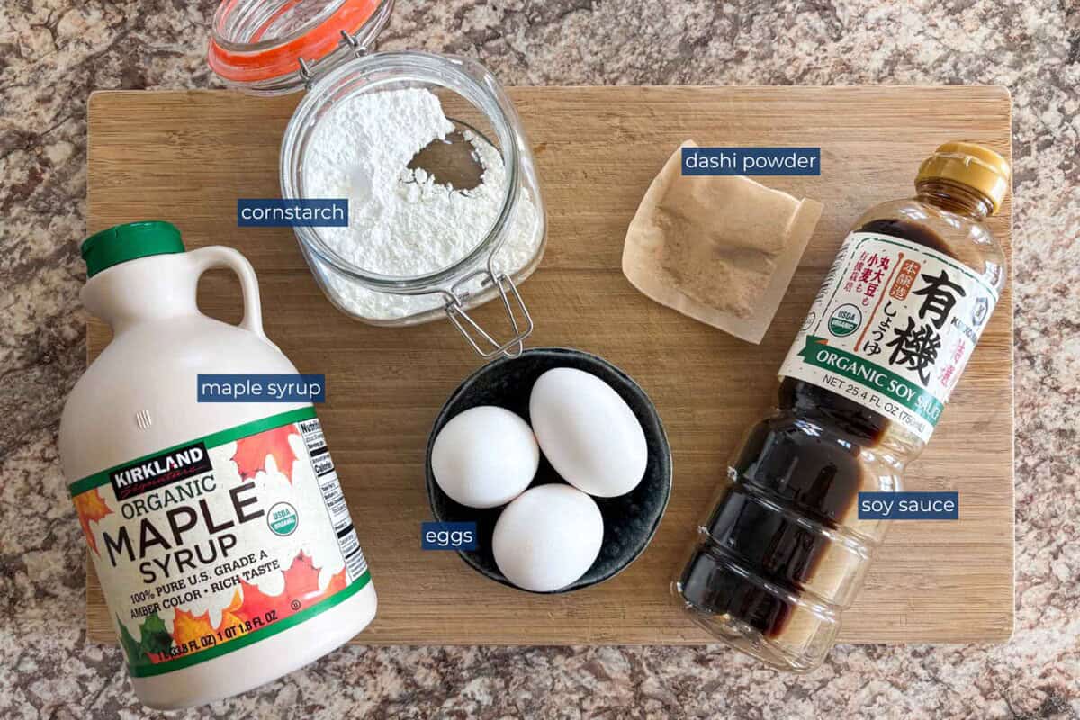 Ingredients for making tamagoyaki.
