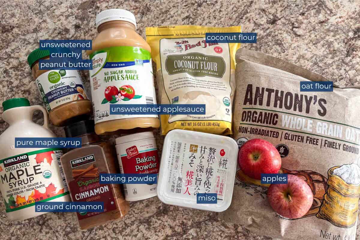 Ingredients for apple miso cookies.