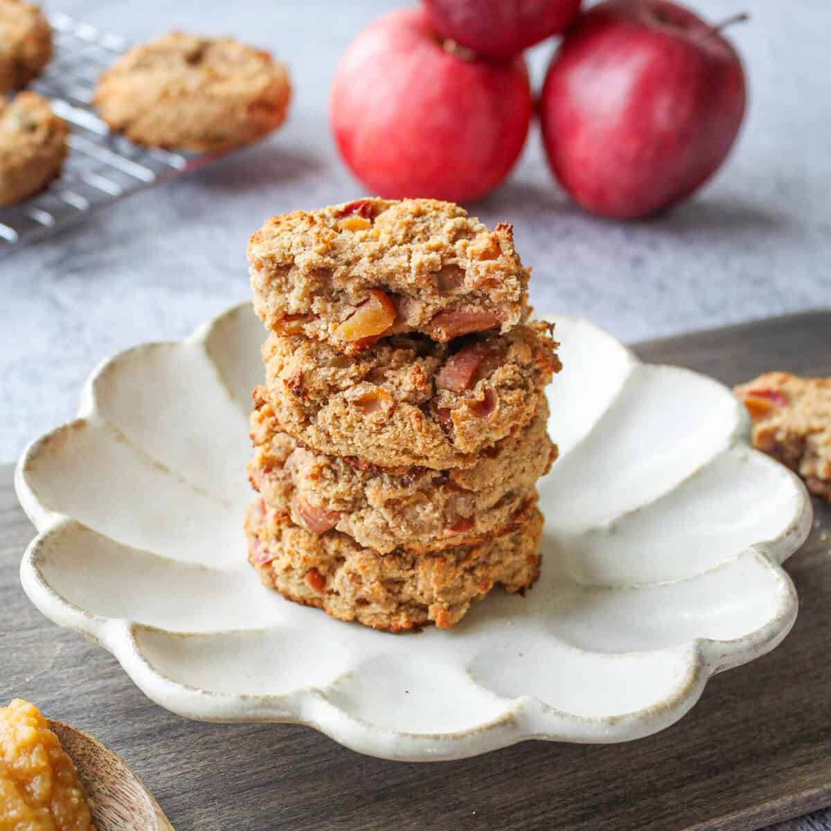 Apple miso cookies on a plate.