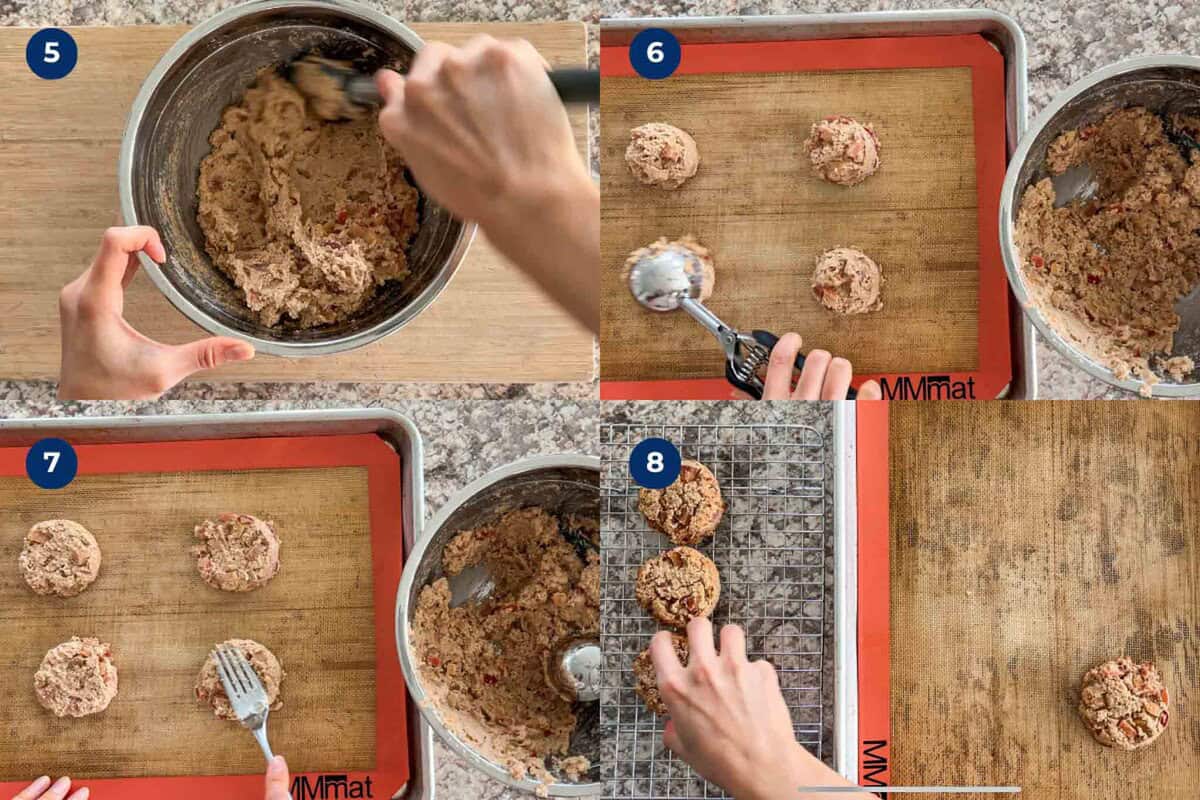 Steps to make apple miso cookies.