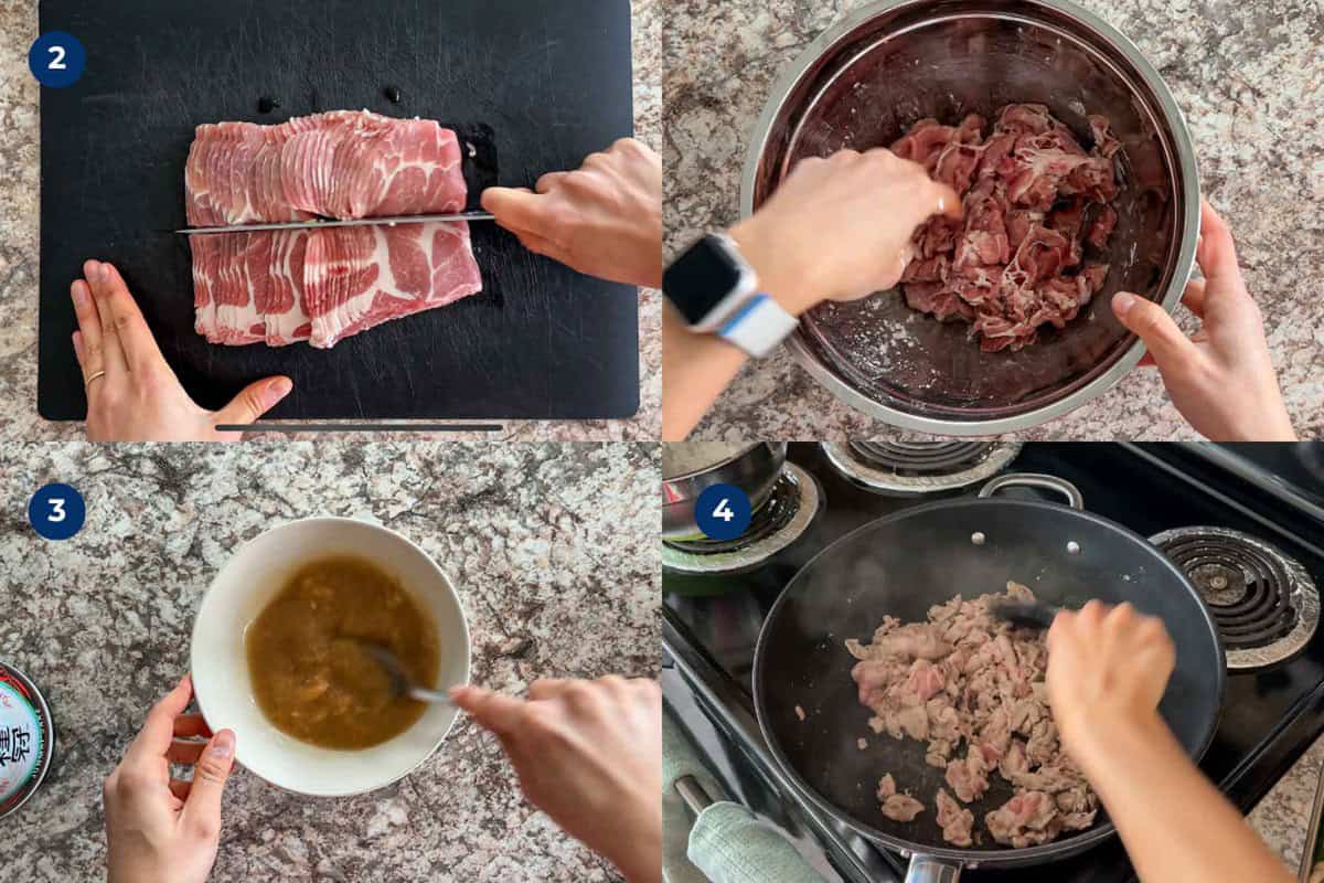 Steps to make Japanese miso stir fry.