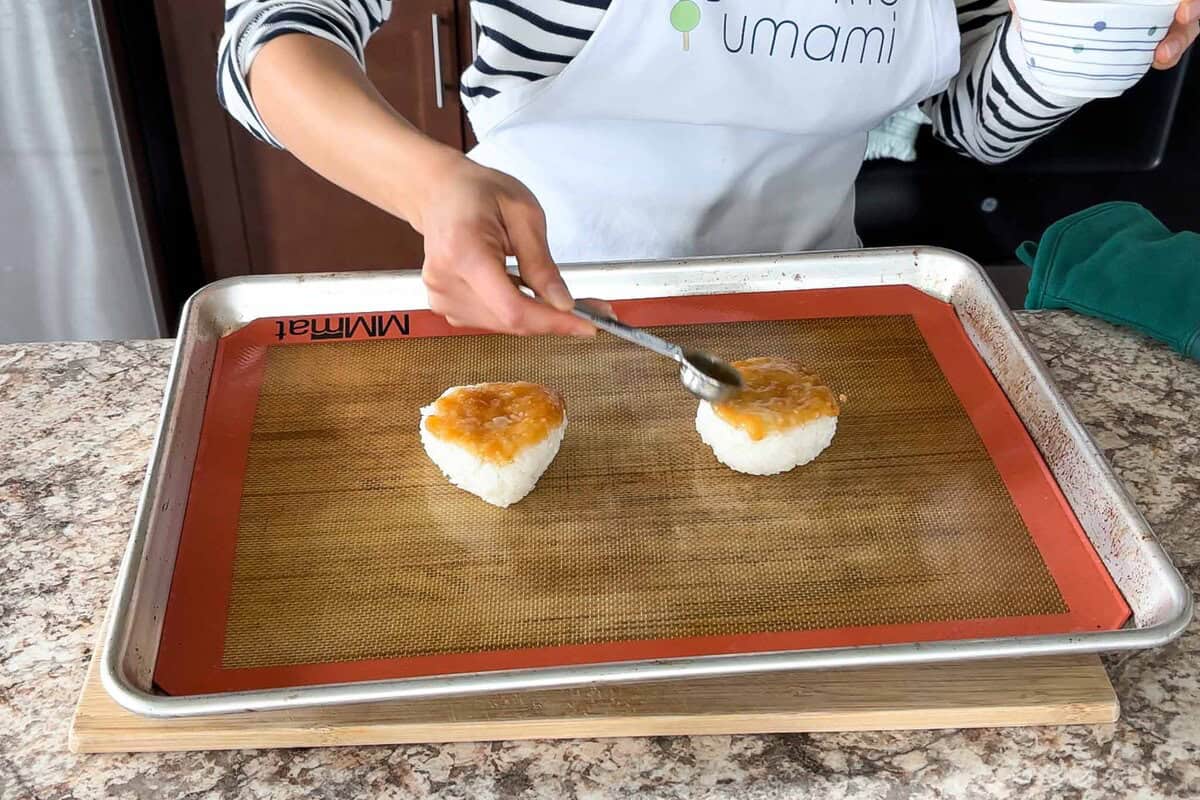 Spread miso and maple syrup paste on top.