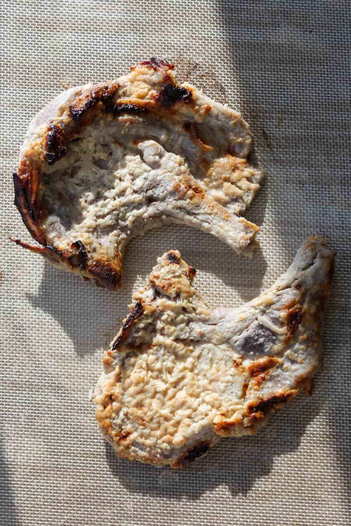 Miso yogurt marinated pork chops.