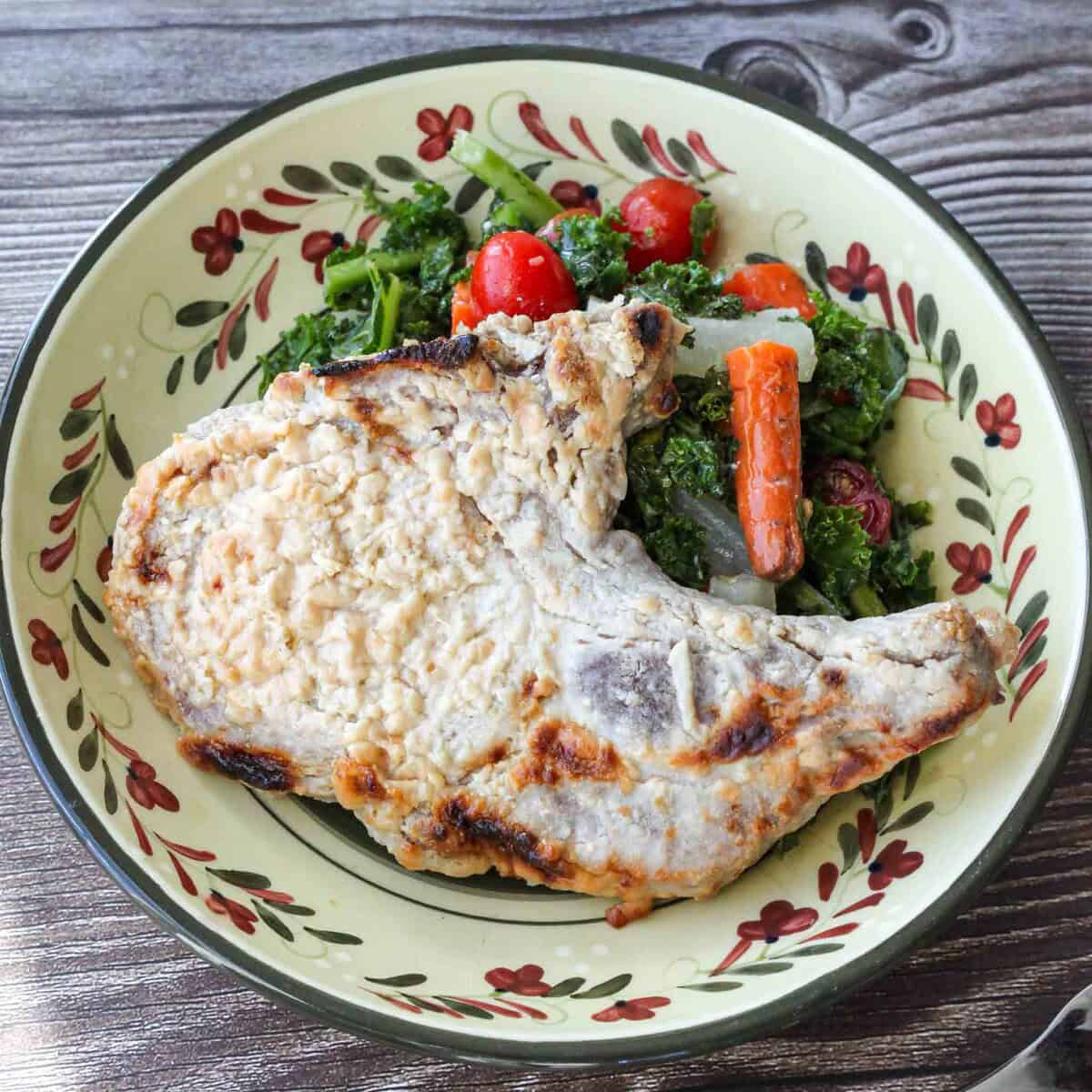 Miso yogurt marinated pork chops.