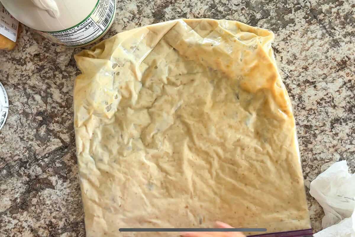 Mix miso yogurt marinade in a plastic bag.