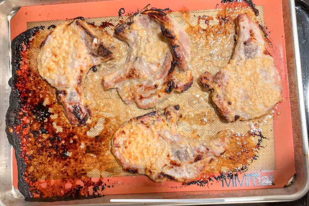 Bake miso yogurt marinated pork until charred.