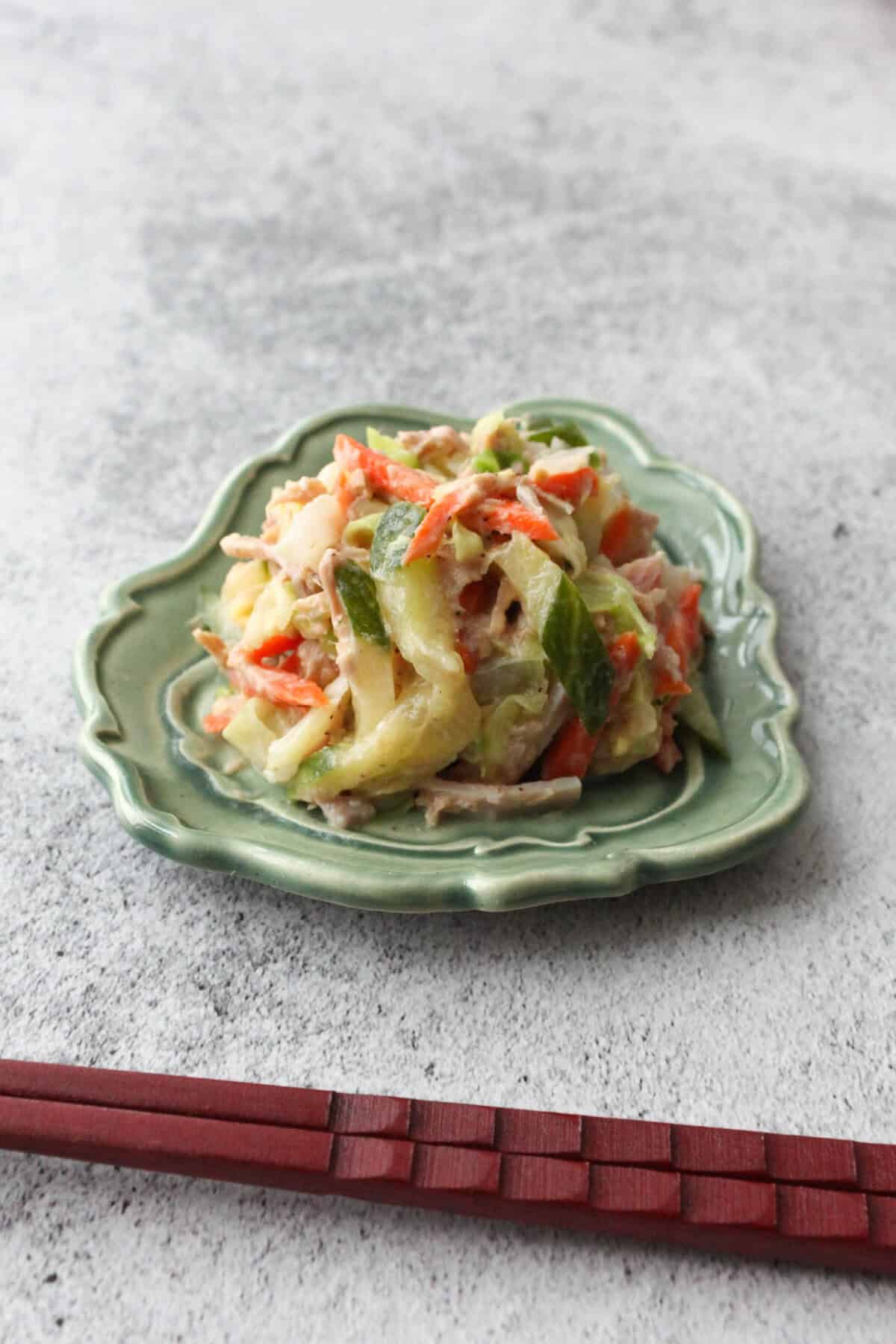 Natto salad on a plate.