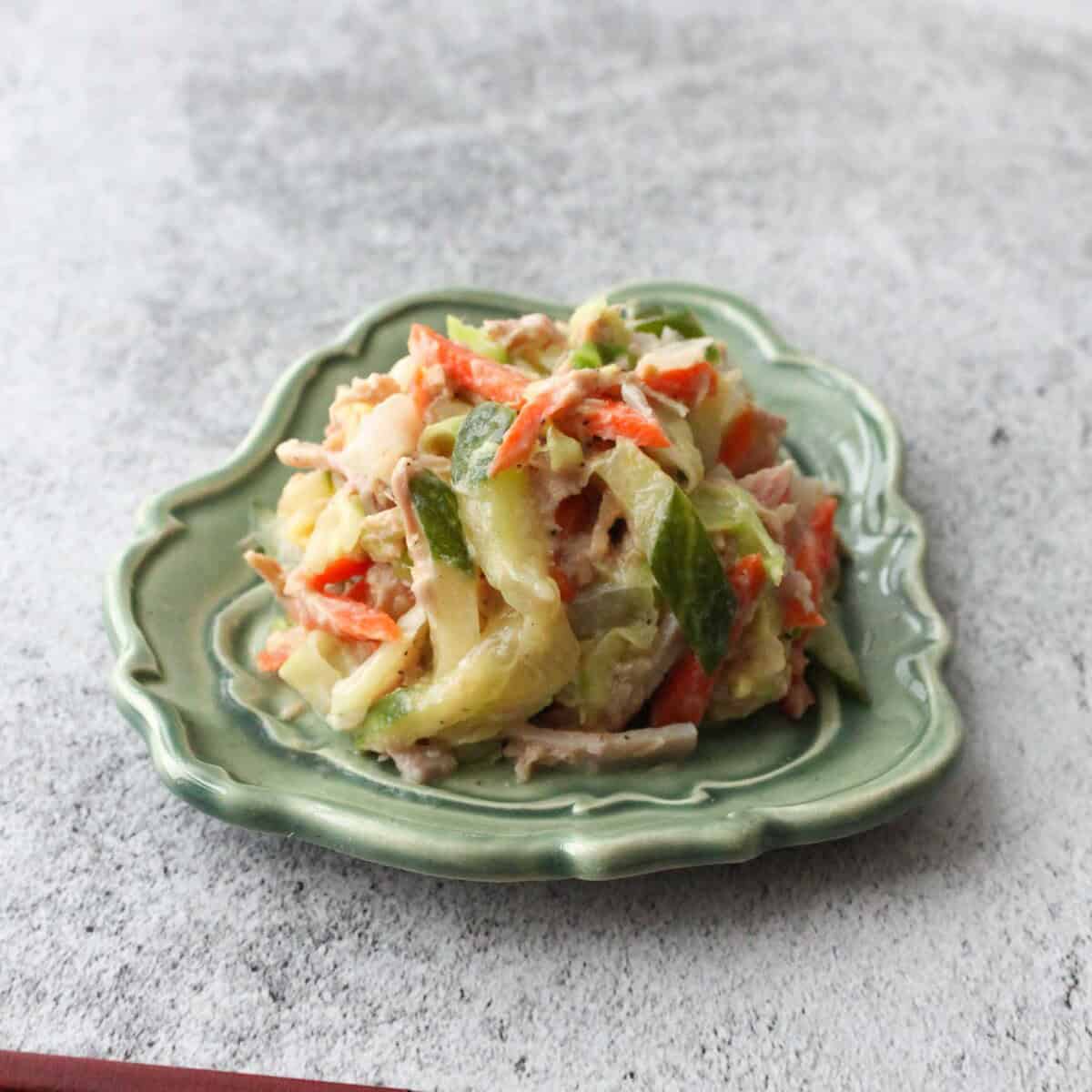 Natto salad on a plate.